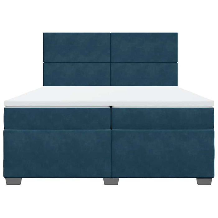 Pat box spring cu saltea, albastru, 200x200 cm, catifea - WALTI WALTI