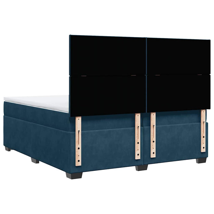 Pat box spring cu saltea, albastru, 200x200 cm, catifea - WALTI WALTI