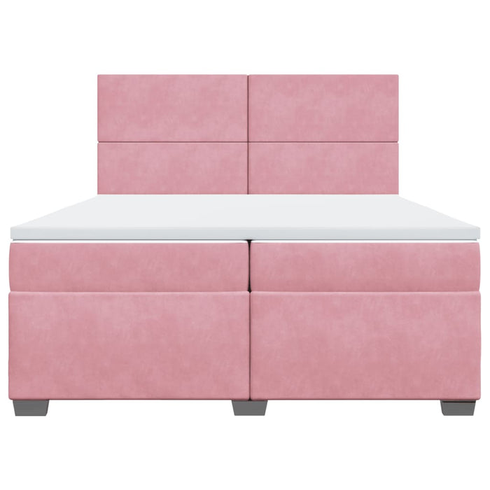 Pat box spring cu saltea, roz, 200x200 cm, catifea - WALTI WALTI