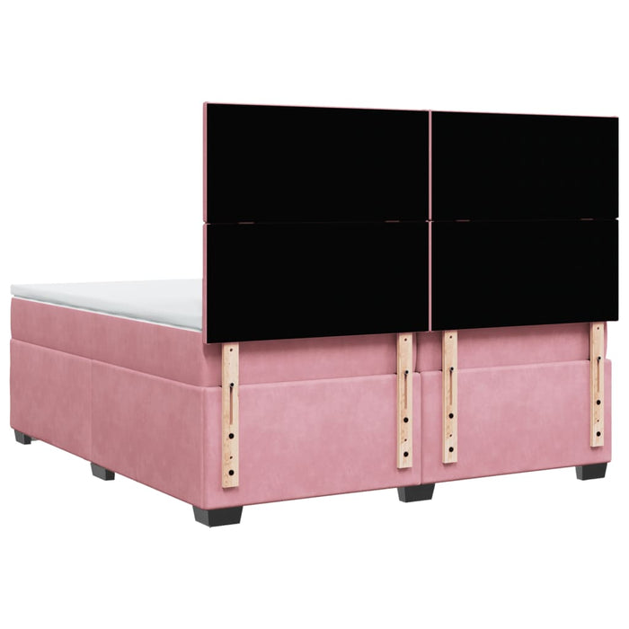 Pat box spring cu saltea, roz, 200x200 cm, catifea - WALTI WALTI