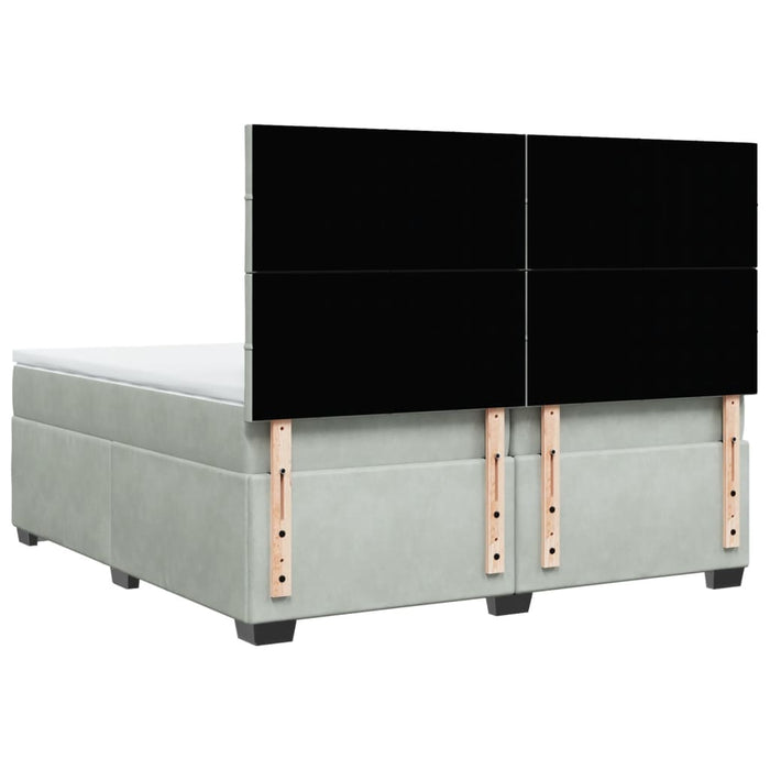 Pat box spring cu saltea, gri deschis, 200x200 cm, catifea - WALTI WALTI