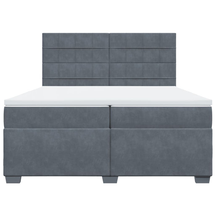 Pat box spring cu saltea, gri închis, 200x200 cm, catifea - WALTI WALTI