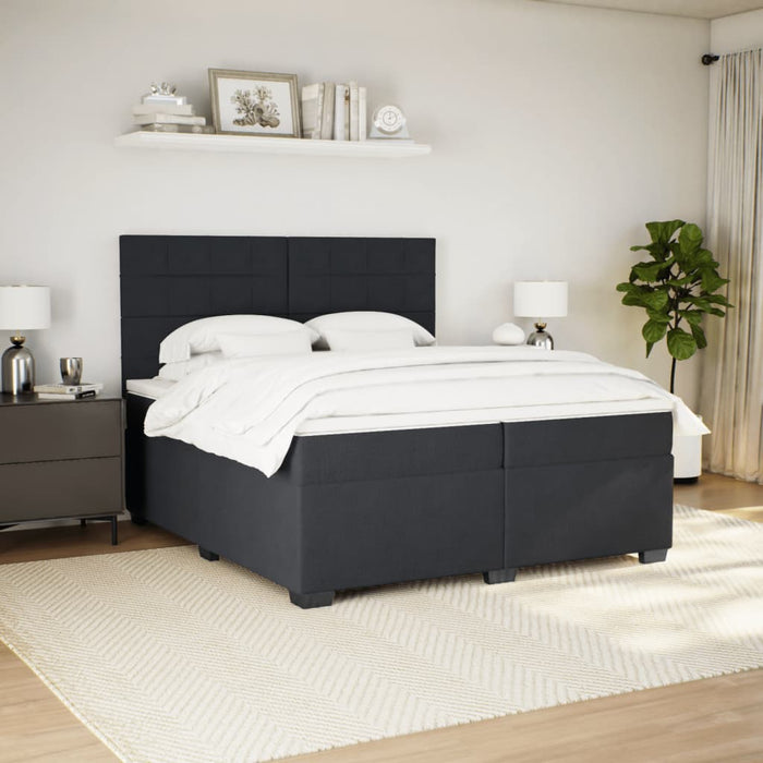 Pat box spring cu saltea, negru, 200x200 cm, catifea - WALTI WALTI