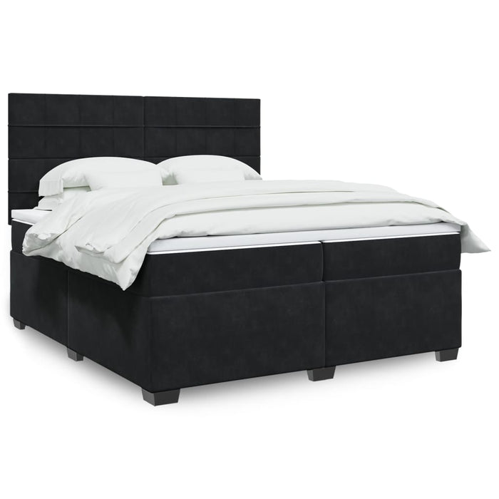 Pat box spring cu saltea, negru, 200x200 cm, catifea - WALTI WALTI