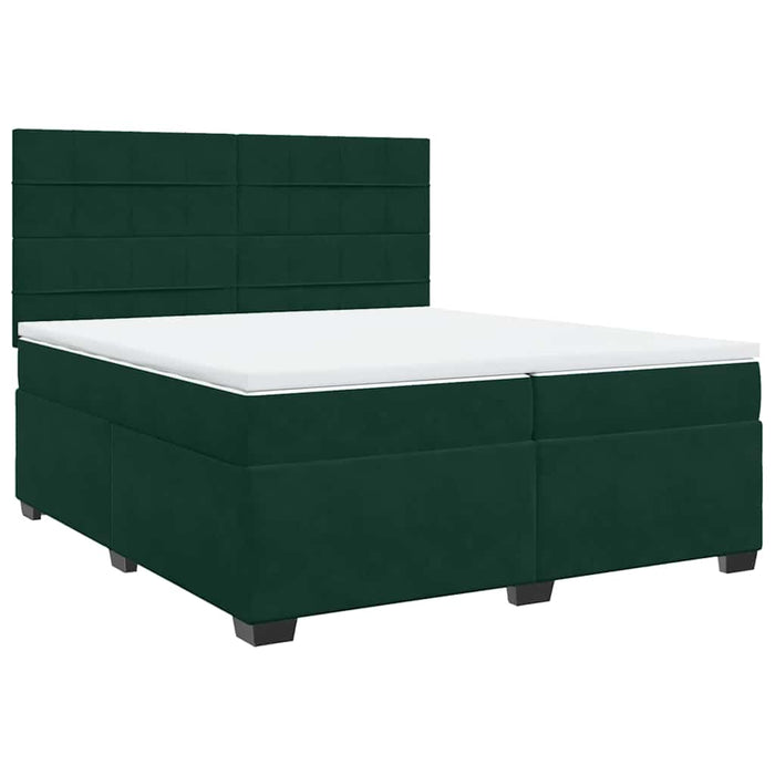 Pat box spring cu saltea, verde închis, 200x200 cm, catifea - WALTI WALTI
