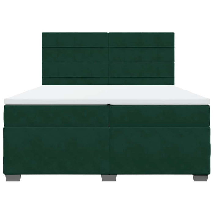 Pat box spring cu saltea, verde închis, 200x200 cm, catifea - WALTI WALTI