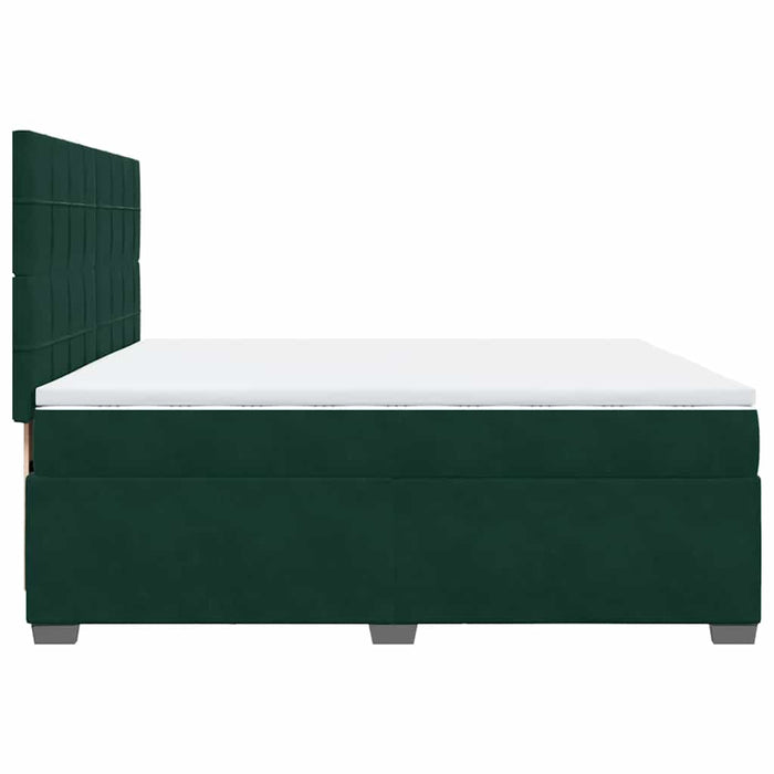 Pat box spring cu saltea, verde închis, 200x200 cm, catifea - WALTI WALTI