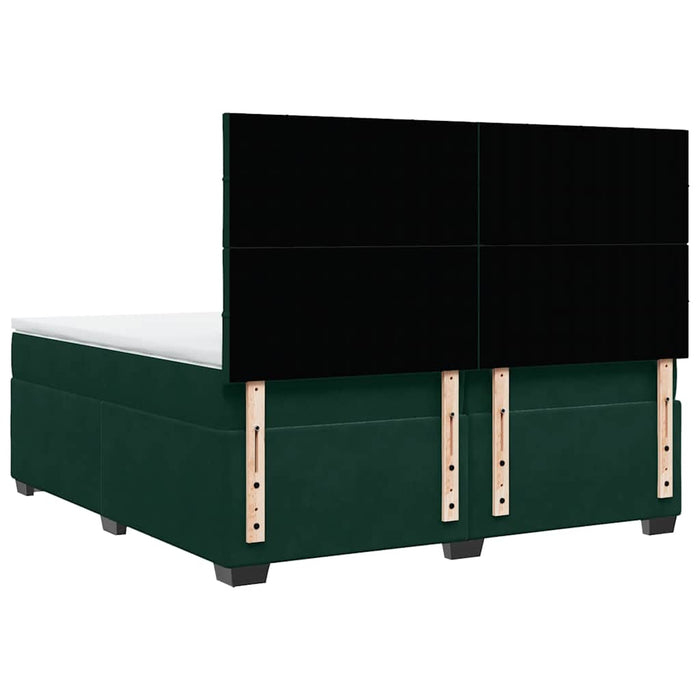 Pat box spring cu saltea, verde închis, 200x200 cm, catifea - WALTI WALTI