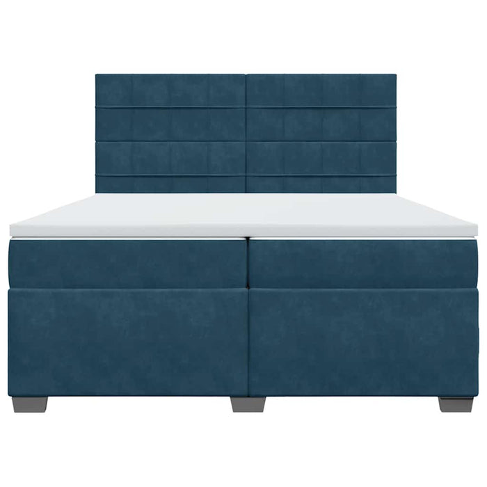 Pat box spring cu saltea, albastru, 200x200 cm, catifea - WALTI WALTI