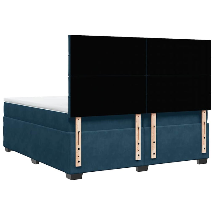 Pat box spring cu saltea, albastru, 200x200 cm, catifea - WALTI WALTI