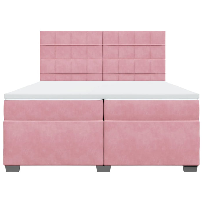 Pat box spring cu saltea, roz, 200x200 cm, catifea - WALTI WALTI