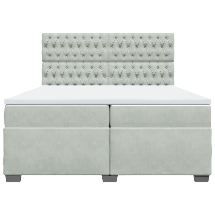 Pat box spring cu saltea, gri deschis, 200x200 cm, catifea - WALTI WALTI