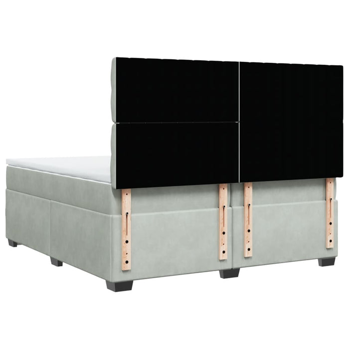 Pat box spring cu saltea, gri deschis, 200x200 cm, catifea - WALTI WALTI
