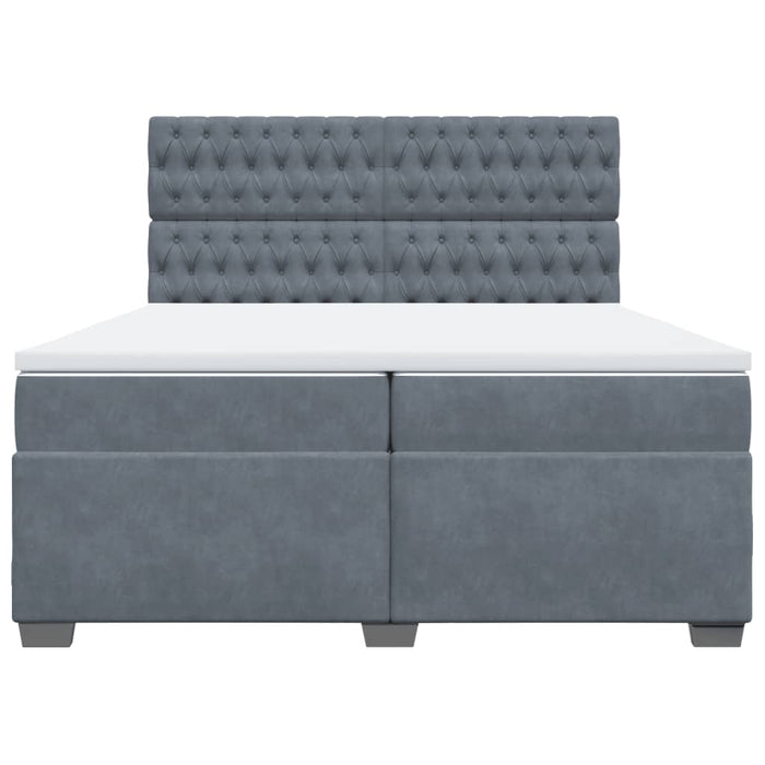 Pat box spring cu saltea, gri închis, 200x200 cm, catifea - WALTI WALTI