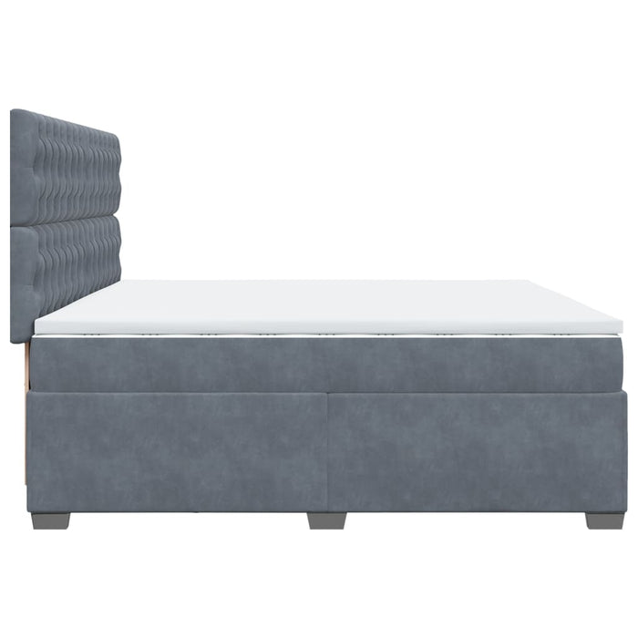 Pat box spring cu saltea, gri închis, 200x200 cm, catifea - WALTI WALTI