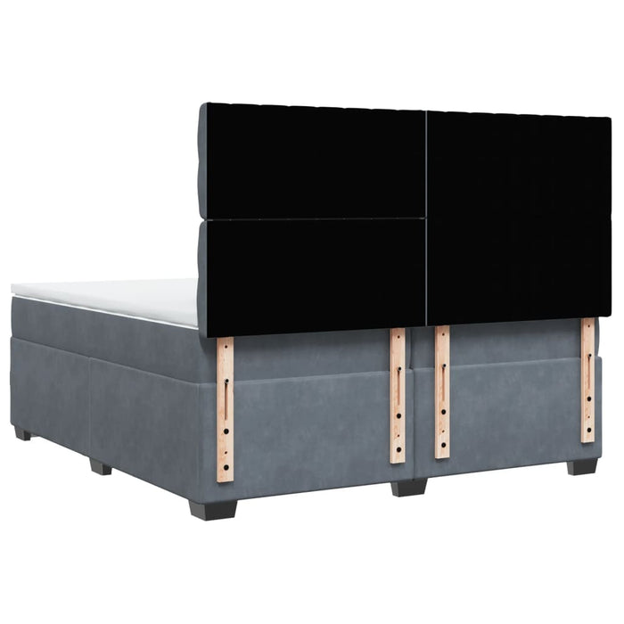 Pat box spring cu saltea, gri închis, 200x200 cm, catifea - WALTI WALTI