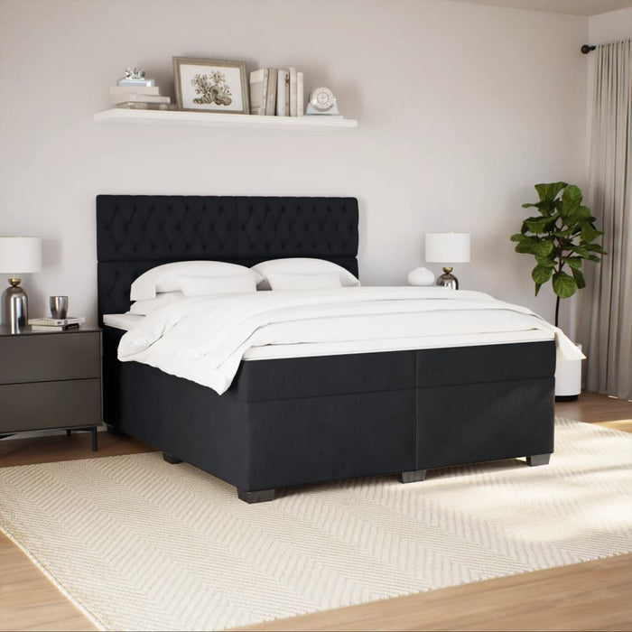 Pat box spring cu saltea, negru, 200x200 cm, catifea - WALTI WALTI