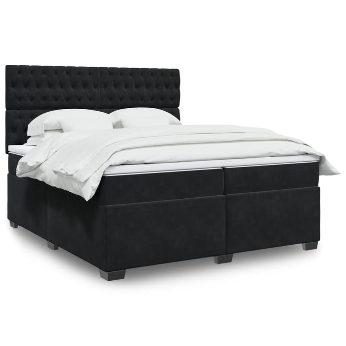 Pat box spring cu saltea, negru, 200x200 cm, catifea - WALTI WALTI