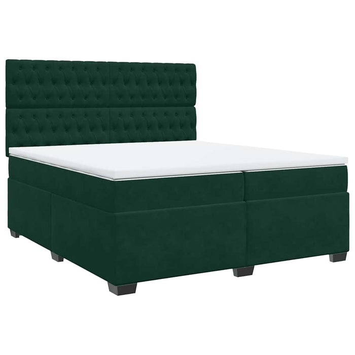 Pat box spring cu saltea, verde închis, 200x200 cm, catifea - WALTI WALTI