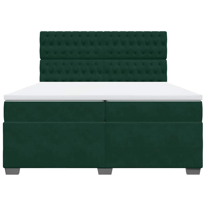 Pat box spring cu saltea, verde închis, 200x200 cm, catifea - WALTI WALTI