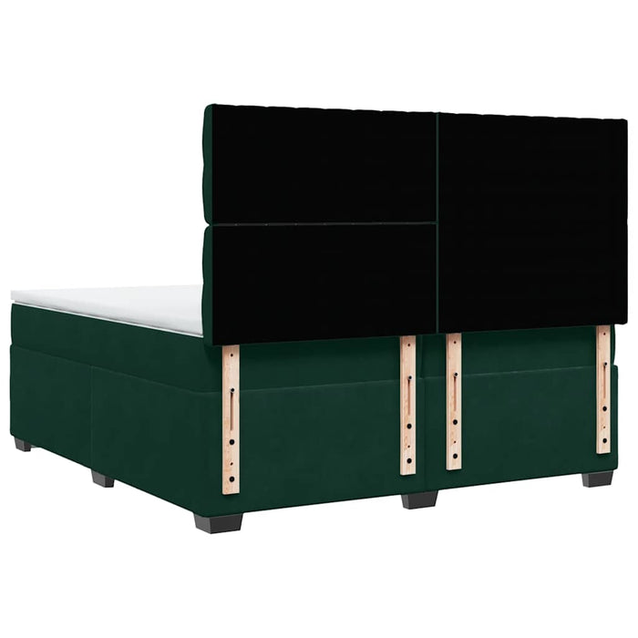 Pat box spring cu saltea, verde închis, 200x200 cm, catifea - WALTI WALTI