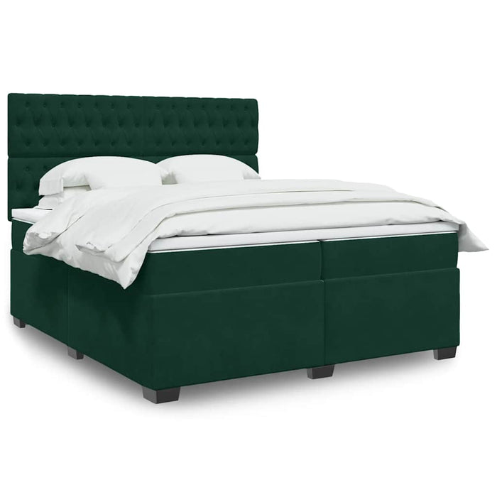 Pat box spring cu saltea, verde închis, 200x200 cm, catifea - WALTI WALTI