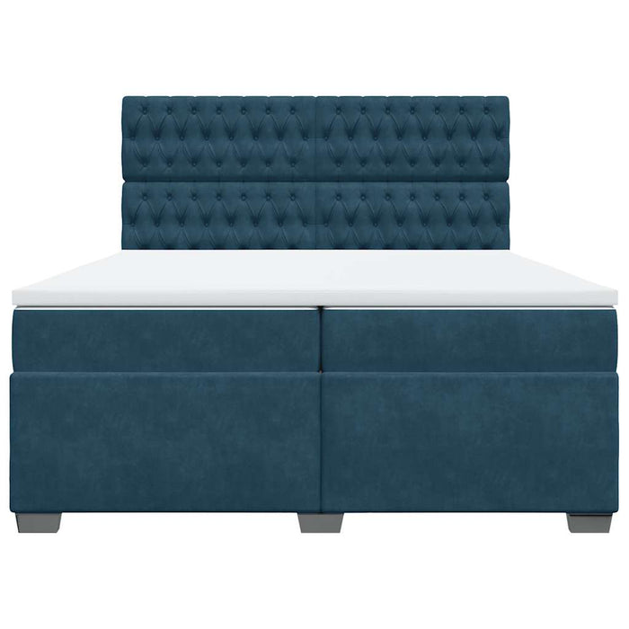 Pat box spring cu saltea, albastru, 200x200 cm, catifea - WALTI WALTI