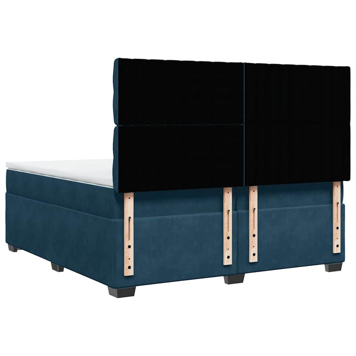 Pat box spring cu saltea, albastru, 200x200 cm, catifea - WALTI WALTI