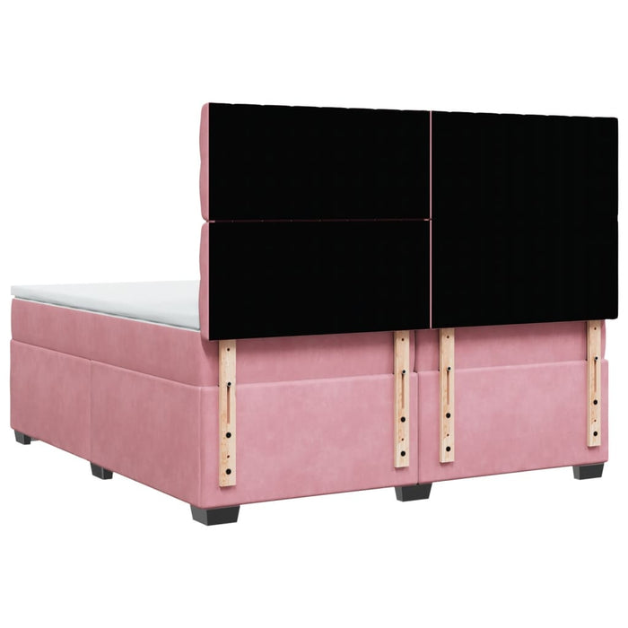Pat box spring cu saltea, roz, 200x200 cm, catifea - WALTI WALTI