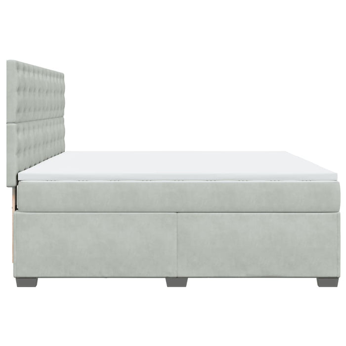 Pat box spring cu saltea, gri deschis, 200x200 cm, catifea - WALTI WALTI