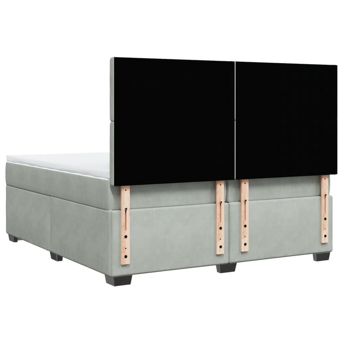 Pat box spring cu saltea, gri deschis, 200x200 cm, catifea - WALTI WALTI
