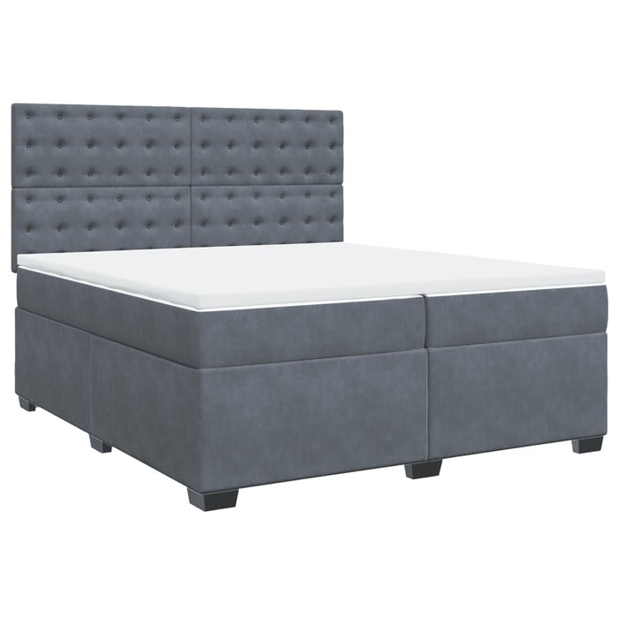 Pat box spring cu saltea, gri închis, 200x200 cm, catifea - WALTI WALTI