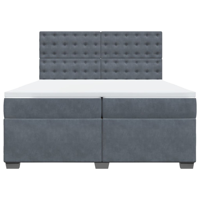 Pat box spring cu saltea, gri închis, 200x200 cm, catifea - WALTI WALTI