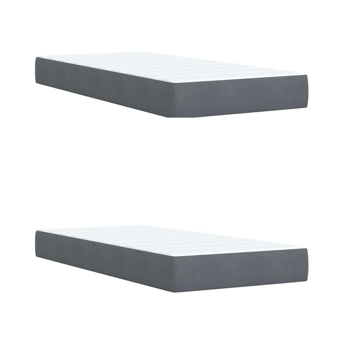 Pat box spring cu saltea, gri închis, 200x200 cm, catifea - WALTI WALTI