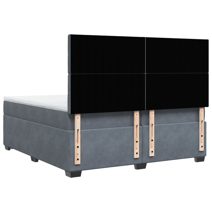 Pat box spring cu saltea, gri închis, 200x200 cm, catifea - WALTI WALTI
