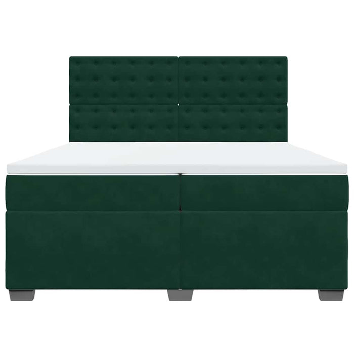 Pat box spring cu saltea, verde închis, 200x200 cm, catifea - WALTI WALTI