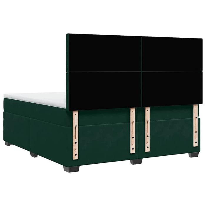 Pat box spring cu saltea, verde închis, 200x200 cm, catifea - WALTI WALTI