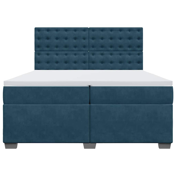 Pat box spring cu saltea, albastru, 200x200 cm, catifea - WALTI WALTI
