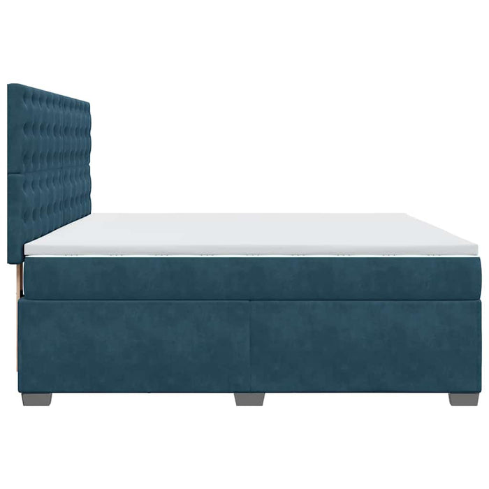 Pat box spring cu saltea, albastru, 200x200 cm, catifea - WALTI WALTI