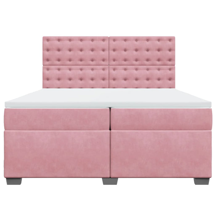 Pat box spring cu saltea, roz, 200x200 cm, catifea - WALTI WALTI