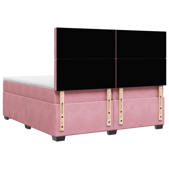 Pat box spring cu saltea, roz, 200x200 cm, catifea - WALTI WALTI
