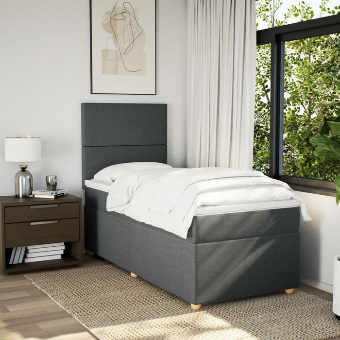 Pat box spring cu saltea, gri închis, 80x200 cm, textil - WALTI WALTI