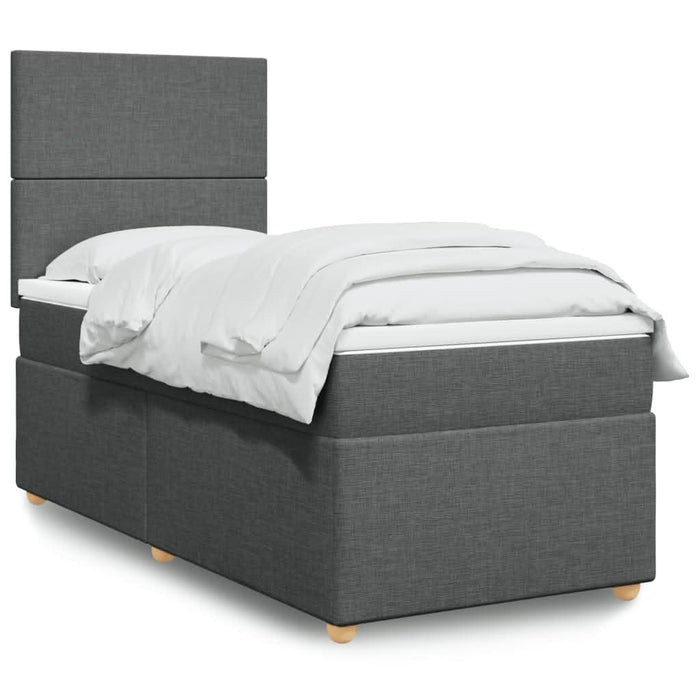 Pat box spring cu saltea, gri închis, 80x200 cm, textil - WALTI WALTI