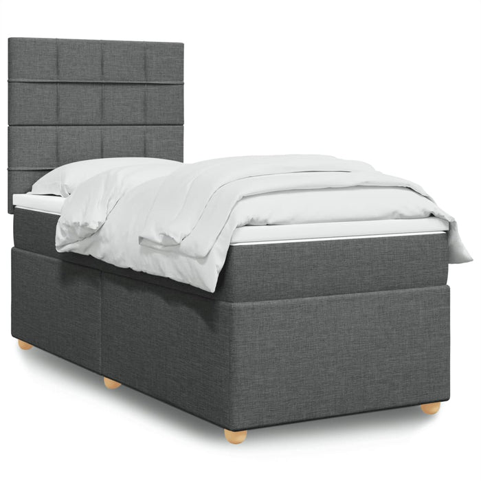 Pat box spring cu saltea, gri închis, 80x200 cm, textil - WALTI WALTI