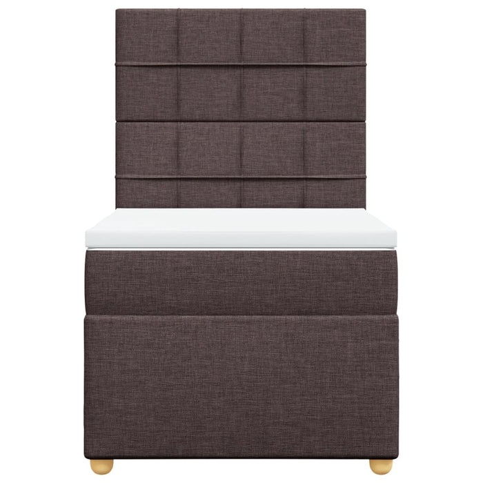 Pat box spring cu saltea, maro închis, 80x200 cm, textil WALTI