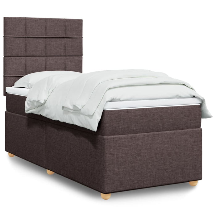 Pat box spring cu saltea, maro închis, 80x200 cm, textil WALTI