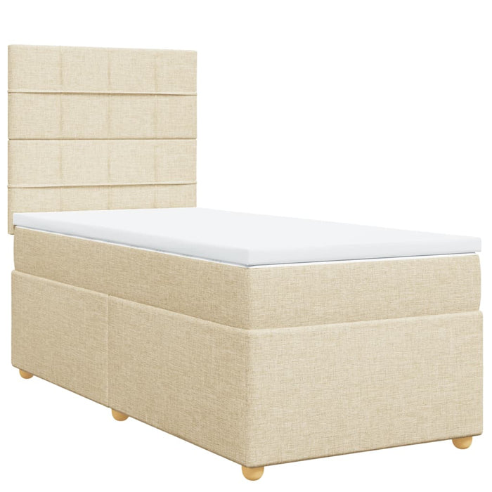 Pat box spring cu saltea, crem, 80x200 cm, textil - WALTI WALTI