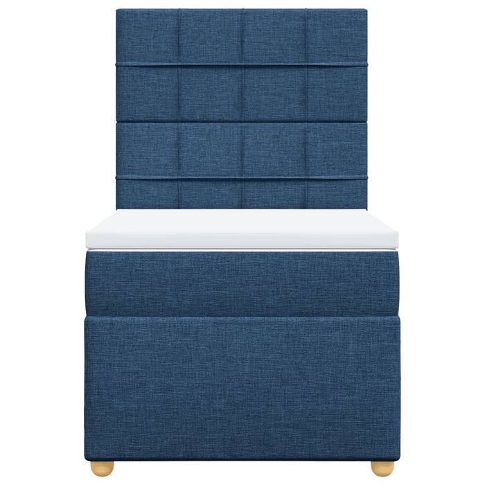 Pat box spring cu saltea, albastru, 80x200 cm, textil - WALTI WALTI