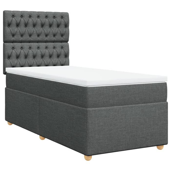 Pat box spring cu saltea, gri închis, 80x200 cm, textil - WALTI WALTI