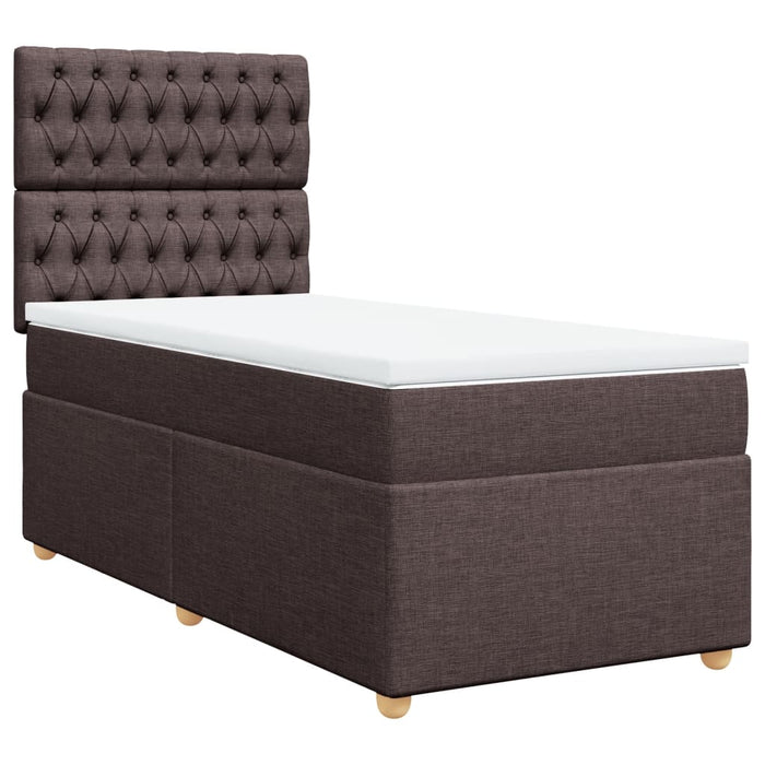 Pat box spring cu saltea, maro închis, 80x200 cm, textil - WALTI WALTI